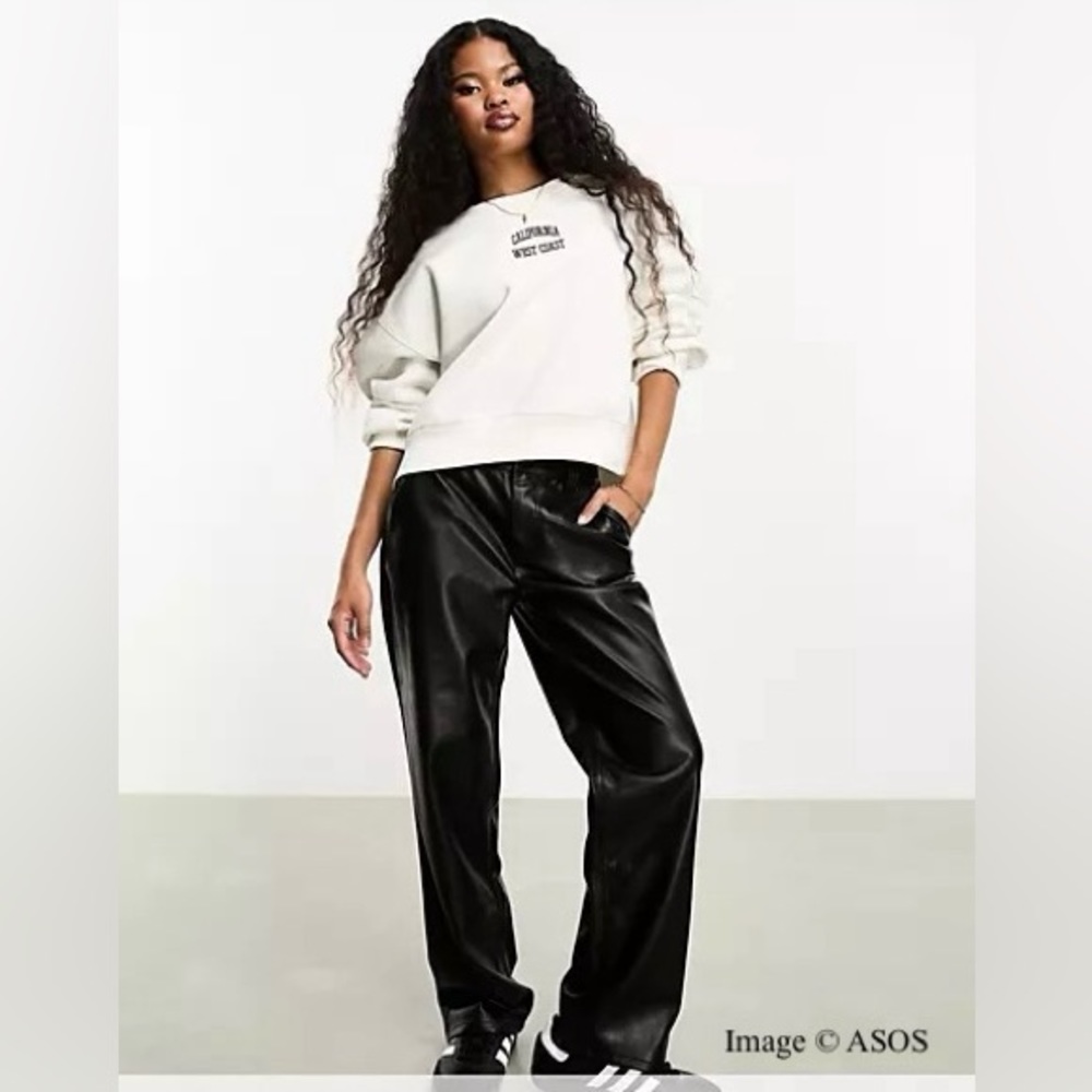 Black Faux Leather Straight Leg Pants Size 4P